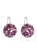 Obrázok pre Strieborné náušnice visiace s kryštálmi Swarovski fialové okrúhle 31176.3 ametyst