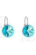 Obrázok pre Strieborné náušnice visiace s kryštálmi Swarovski modré okrúhle 31106.3 light turquoise