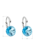Obrázok pre Strieborné náušnice visiace s kryštálmi Swarovski modré okrúhle 31229.3 aqua