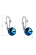 Obrázok pre Strieborné náušnice visiace s kryštálmi Swarovski modré okrúhle 31230.5 bermuda blue