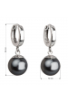 Obrázok pre Strieborné náušnice visiace s perlou Swarovski sivé okrúhle 31151.3