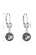 Obrázok pre Strieborné náušnice visiace s perlou Swarovski sivé okrúhle 31196.3