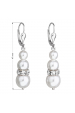 Obrázok pre Strieborné náušnice visiace so syntetickými perlami a kryštálmi Swarovski biele okrúhle 31150.1