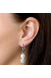 Obrázok pre Strieborné náušnice visiace so syntetickými perlami a kryštálmi Swarovski biele okrúhle 31155.1