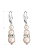 Obrázok pre Strieborné náušnice visiace so syntetickými perlami a kryštálmi Swarovski ružové okrúhle 31150.3