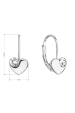 Obrázok pre Strieborné visiace náušnice so Swarovski kryštálmi srdiečka 31299.1 biele