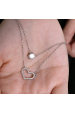 Obrázok pre Strieborný náhrdelník dvojitý so srdiečkom a zirkónom 12175.1