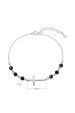 Obrázok pre Strieborný náramok krížik s čiernymi korálkami 13062.3
