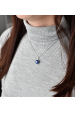 Obrázok pre Strieborný prívesok s guľatou tmavo modrou matnou Swarovski perlou 34150.3