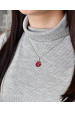 Obrázok pre Strieborný prívesok s kryštálmi Swarovski červený okrúhly 34225.3 cherry