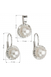 Obrázok pre Súprava šperkov s kryštálmi Swarovski náušnice a prívesok biela perla okrúhle 39091.1