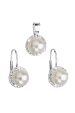 Obrázok pre Súprava šperkov s kryštálmi Swarovski náušnice a prívesok biela perla okrúhle 39091.1