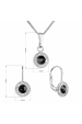 Obrázok pre Súprava šperkov s kryštálmi Swarovski náušnice a prívesok čierne okrúhle 39109.3 jet