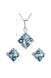 Obrázok pre Súprava šperkov s kryštálmi Swarovski náušnice a prívesok modrý kosoštvorec 39126.3 aqua