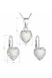 Obrázok pre Súprava šperkov so syntetickým opálom a kryštálmi Preciosa náušnice a prívesok biele srdce 39161.1