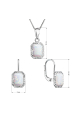 Obrázok pre Súprava šperkov so syntetickým opálom a kryštálmi Preciosa náušnice a prívesok bielej 39175.1