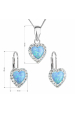Obrázok pre Súprava šperkov so syntetickým opálom a kryštálmi Preciosa náušnice a prívesok svetlo modré srdce 39161.1
