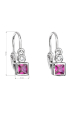 Obrázok pre Strieborné detské náušnice visiace so zirkónom ružová kocka 11172.3