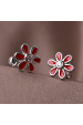 Obrázok pre Strieborné náušnice červené kvietky 11752.1
