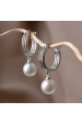 Obrázok pre Strieborné náušnice kruhy so zavesenou riečnou perlou 21127.1