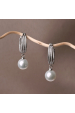 Obrázok pre Strieborné náušnice kruhy so zavesenou riečnou perlou 21127.1