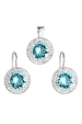 Obrázok pre Evolution Group Sada šperkov s krištáľmi Swarovski náušnice a prívesok modré okrúhle 39107.3 turquoise