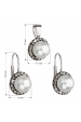 Obrázok pre Evolution Group Sada šperkov s krištáľmi Swarovski náušnice a prívesok šedá perla okrúhle 39091.3