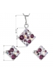 Obrázok pre Evolution Group Sada šperkov s krištáľmi Swarovski náušnice, retiazka a prívesok fialový kosoštvorec 39126.3 amethyst