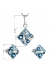 Obrázok pre Evolution Group Sada šperkov s krištáľmi Swarovski náušnice a prívesok modrý kosoštvorec 39126.3 aqua