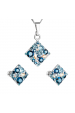 Obrázok pre Evolution Group Sada šperkov s krištáľmi Swarovski náušnice a prívesok modrý kosoštvorec 39126.3 aqua