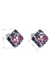 Obrázok pre Evolution Group Strieborné náušnice kôstka s krištáľmi Swarovski mix farieb kosoštvorec 31169.4 galaxy