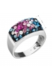 Obrázok pre Evolution Group Strieborný prsteň s krištáľmi Swarovski mix farieb modrá ružová 35014.4