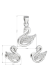 Obrázok pre Evolution Group Sada šperkov so zirkónom náušnice a prívesok biela labuť 19010.1