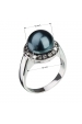 Obrázok pre Strieborný prsteň s krištáľmi Swarovski a zelenou perlou 35021.3