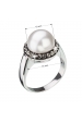 Obrázok pre Strieborný prsteň s krištáľmi Swarovski a šedou perlou 35021.3