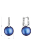 Obrázok pre Strieborné náušnice visiace so Swarovski perlou a kryštály 31301.3 tmavo modré