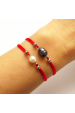 Obrázok pre Náramok šnúrkový červený Perla riečna - farba na výber