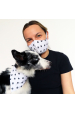 Obrázok pre SADA Bavlnená šatka pre psíka + rúško - Psie labky čierna / biela