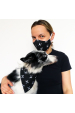Obrázok pre SADA Bavlnená šatka pre psíka + rúško - Lebky čierna / biela