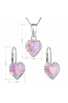 Obrázok pre Sada šperkov so syntetickým opálom a krištálmi Preciosa náušnice a prívesok svetlo ružové srdce 39161.1