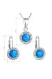 Obrázok pre Sada šperkov so syntetickým opálom a kryštály Preciosa náušnice, prívesok a retiazka modré okrúhle 39160.1