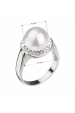 Obrázok pre Strieborný prsteň s kryštálmi Preciosa s bielou perlou 35021.1