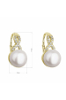 Obrázok pre Pozlátené náušnice visiace s bielou riečnou perlou a zirkónmi 21048.1 Au plating