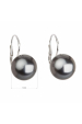 Obrázok pre Strieborné náušnice visiace s perlou tmavo šedou okrúhle 31144.3 dark grey