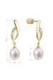 Obrázok pre Pozlátené strieborné náušnice kôstky s riečnou perlou a zirkónmi biela 21103.1B Au plating