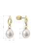 Obrázok pre Pozlátené strieborné náušnice visiace s riečnou perlou a zirkónmi biela 21104.1B Au plating