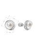 Obrázok pre Strieborné náušnice kôstky s guľatou riečnou perlou a zirkónmi 21098.1B